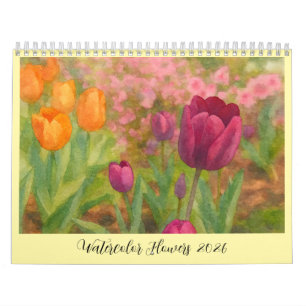 Calendrier Fleurs aquarelles 2026