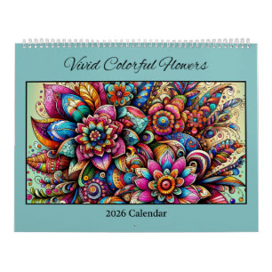 Calendrier Fleurs Colorées Vivides 2026
