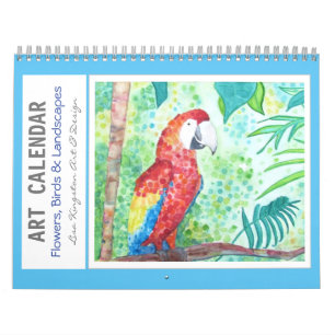 Calendrier Fleurs d'aquarelle Oiseaux et paysages