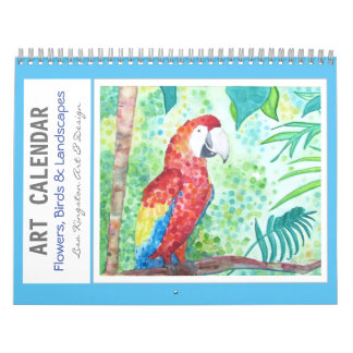 Calendrier Fleurs d'aquarelle Oiseaux et paysages