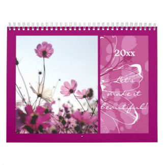 Calendrier Fleurs roses florales nature joyeuses vacances des