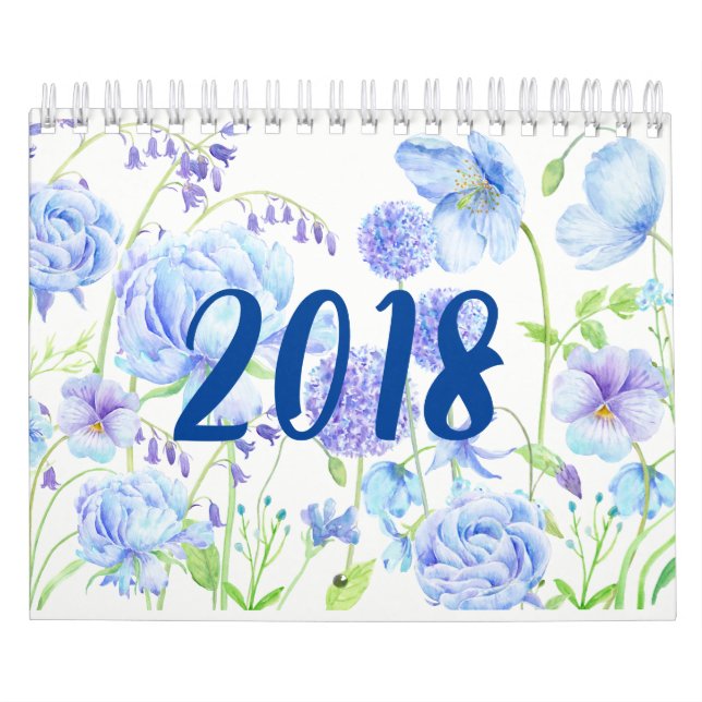 Calendrier floral 2018 de jardins d'aquarelle (Protection)