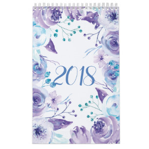Calendrier floral 2018 de jardins d'aquarelle