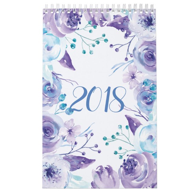 Calendrier floral 2018 de jardins d'aquarelle (Protection)