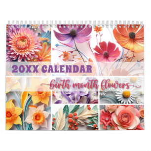 Calendrier floral 2024 Mois de naissance Fleurs Pa