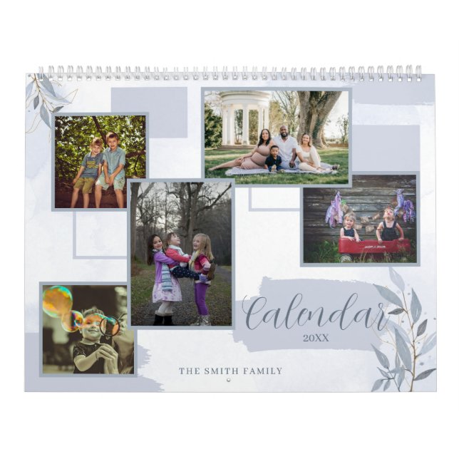 Calendrier Floral Custom Family Photo Multi Photo Souvenirs (Protection)