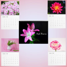 Calendrier floral de fleurs de couleur rose