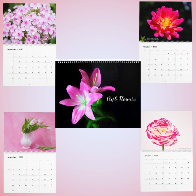 Calendrier floral de fleurs de couleur rose (Créateur téléchargé)