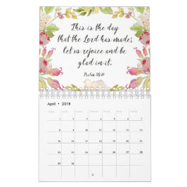 Calendrier floral de vers de bible d'aquarelle