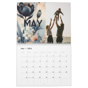 Calendrier Floral rustique vintage élégant boho