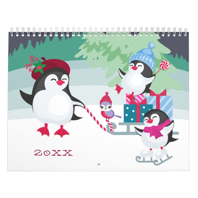 Calendrier Forêt de pingouins Ajouter vos propres photos (Protection)