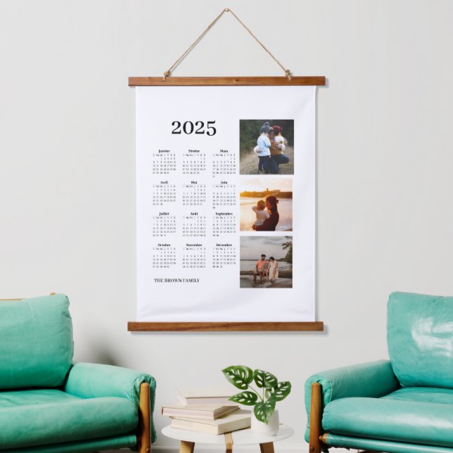 Calendrier Foto 2025 Wandteppich Mit Holzrahmen (Wohnzimmer)
