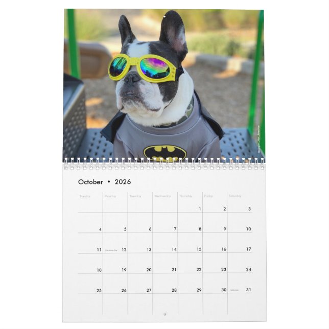 Calendrier français Bulldog 2020 pour les Amoureux (Oct 2026)