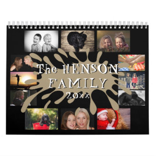 Calendrier Fun Color Splash Black Family Photo Collage