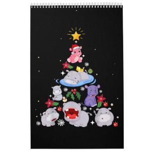 Calendrier Funny arbre de Noël hippo Hippopotame de Noël