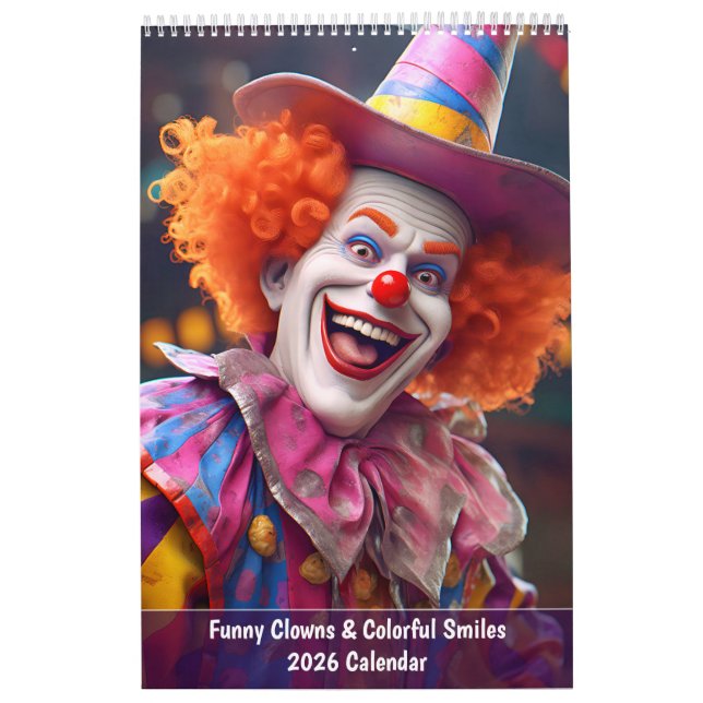 Calendrier Funny Clowns & Colorful Smiles 2026 Calendar (Protection)