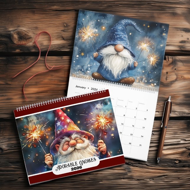 Calendrier Gnomes adorables 2026 Deux Page Grande (Créateur téléchargé)