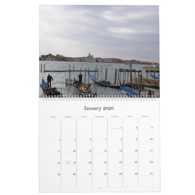 Calendrier gondoles, Venise, 2010 - customisé (Jan 2026)