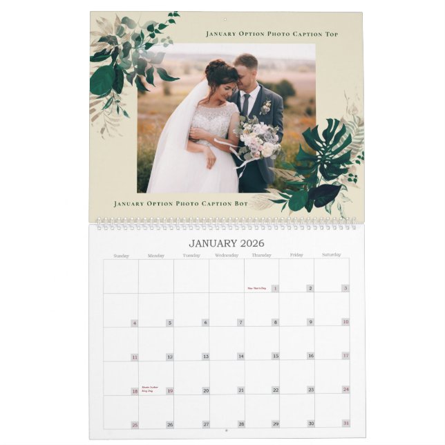 Calendrier Green Foliage Nouveaux mariés Première année Photo (Jan 2026)