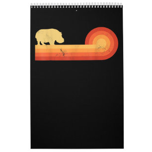 Calendrier Hippopotame rétro 60s les années 70 Hippo