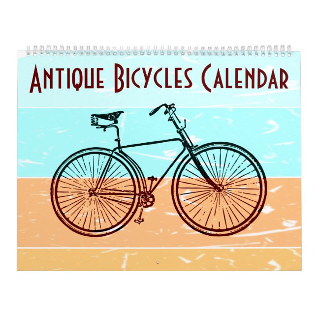 Calendrier Illustrations Arrière - plans rétro à bicyclettes  (Protection)