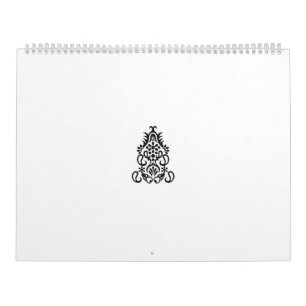 Calendrier image en noir et blanc d'un design orné