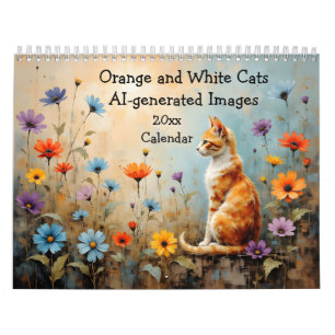 Calendrier Images de chats orange et blanc générées par IA