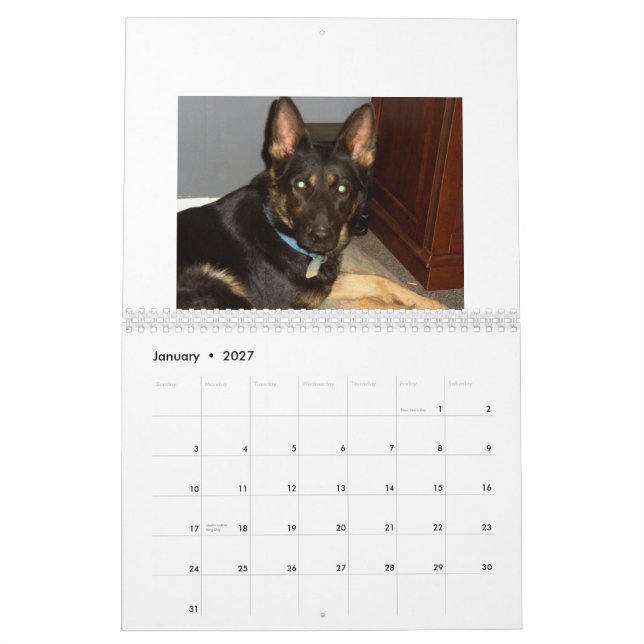 Calendrier imprimé par coutume (Jan 2027)