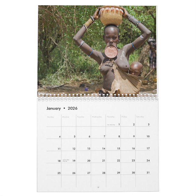 Calendrier imprimé par coutume africaine de (Jan 2026)