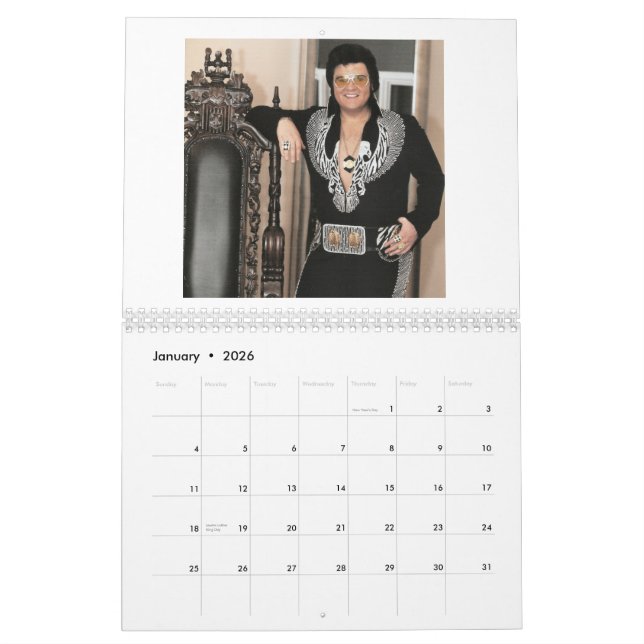 Calendrier imprimé par coutume de Jesse Aron (Jan 2026)
