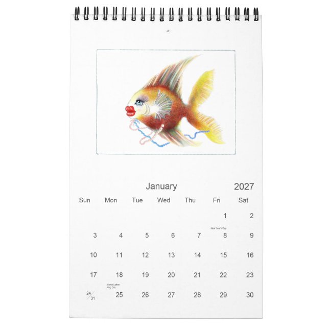 Calendrier imprimé personnalisé : Poisson Imaginai (Jan 2027)