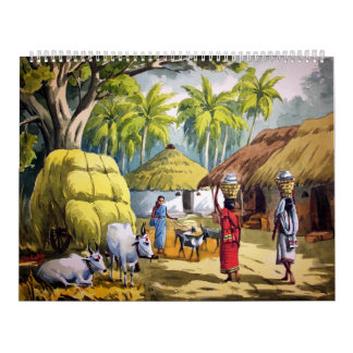 Calendrier indien de peinture de village