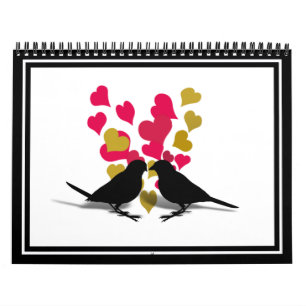 Calendrier Inséparables Avec Coeurs Rouge & Or