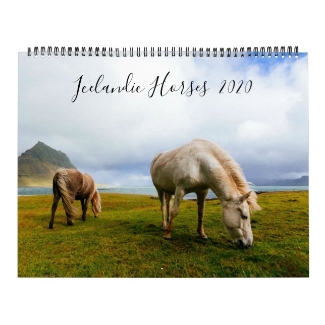 Calendrier Islandais Horses Faune Photographie Année Personna (Protection)