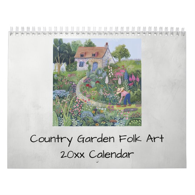 Calendrier Jardin de campagne fleurs et légumes d'art populai (Protection)