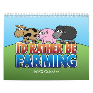 Calendrier Je préfère être agricole - mignon animaux de de