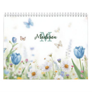 Calendrier Joli bouquet de fleurs sauvages de printemps vert