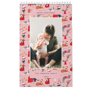 Calendrier Joli Noël rose Chat Kitten Lover vacances