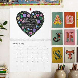 Calendrier Joli texte illustré de la Bible Versets Date perso