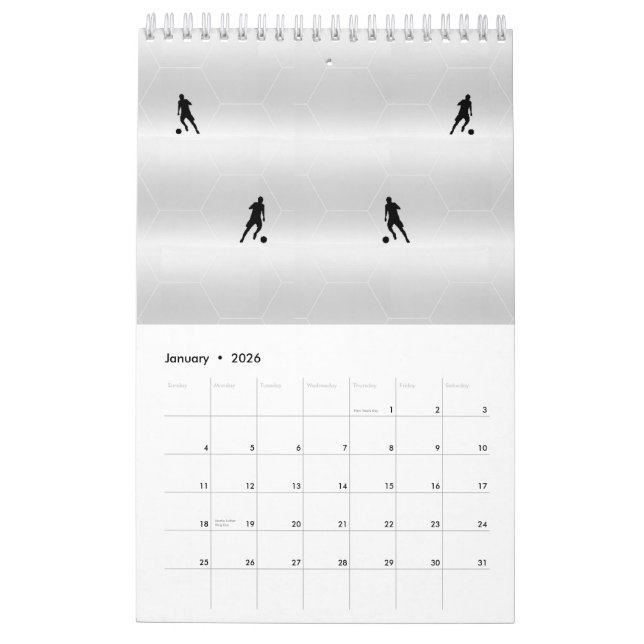 Calendrier Joueurs de football Page simple PetitCalendrier, B (Jan 2026)