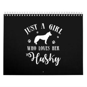 Calendrier Juste une fille qui aime son Husky   Décor de chie