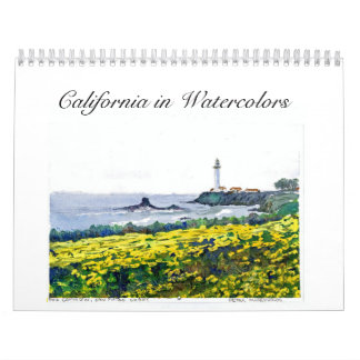 Calendrier La Californie dans des peintures d'aquarelle