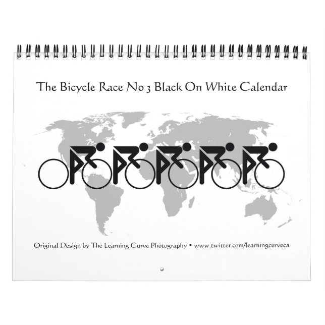 Calendrier La Course De Vélo N° 3 Noir Sur Blanc (Protection)