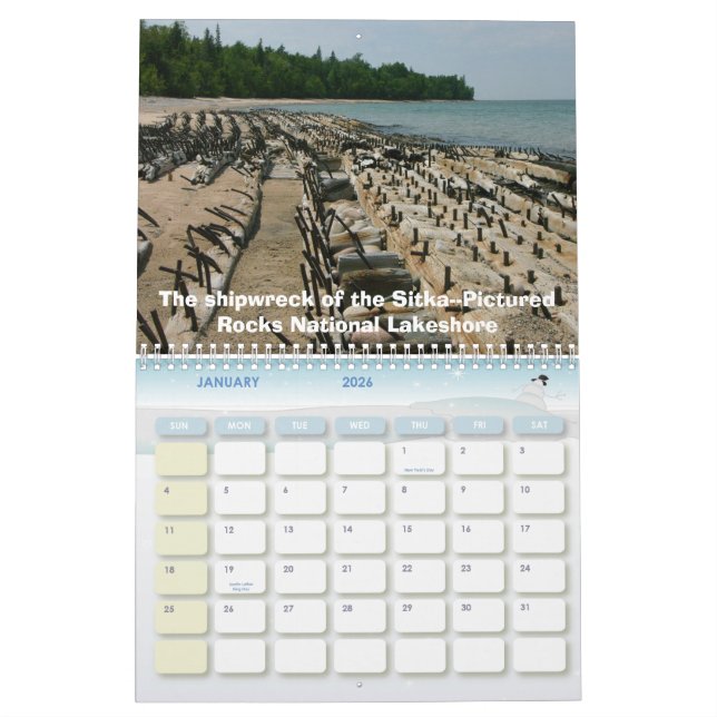 Calendrier La péninsule supérieure du Michigan. (Jan 2026)