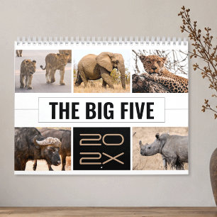 Calendrier La photo de safari africain des cinq grands animau