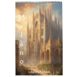 Calendrier La ville de Milan, imaginaire en art numérique,