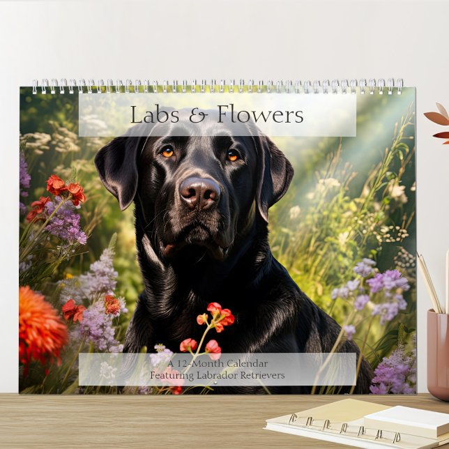 Calendrier Labrador Retrivers Floral (Créateur téléchargé)