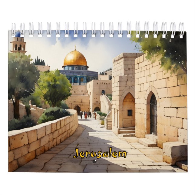 Calendrier L'art de l'aquarelle Jérusalem Israël (Protection)
