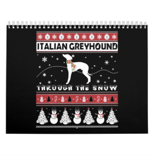 Calendrier Le Gryhound italien à travers le Noël de neige
