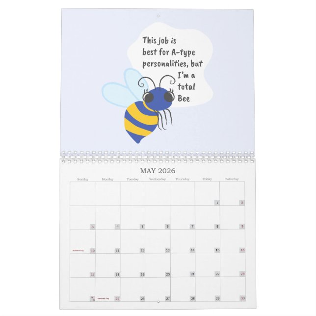 Calendrier Les puns animaux : triste édition travailleur (Mai 2026)